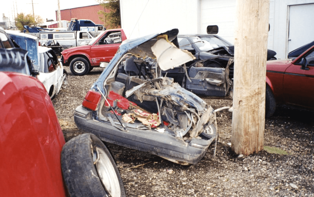 What is left of the car I was in. I was sitting in the passenger space that is no longer there. 